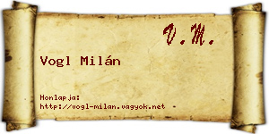 Vogl Milán névjegykártya